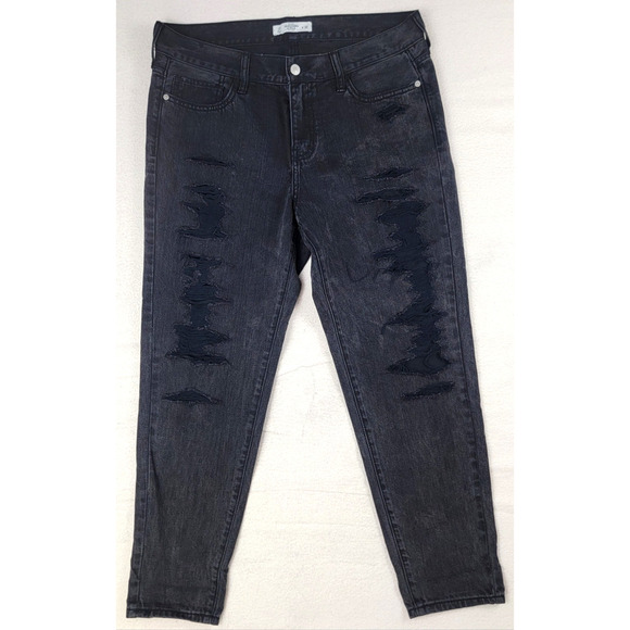 Abercrombie & Fitch Black Destroyed Jeans Ripped Skinny Women's Size 10 / 30 - Picture 1 of 12
